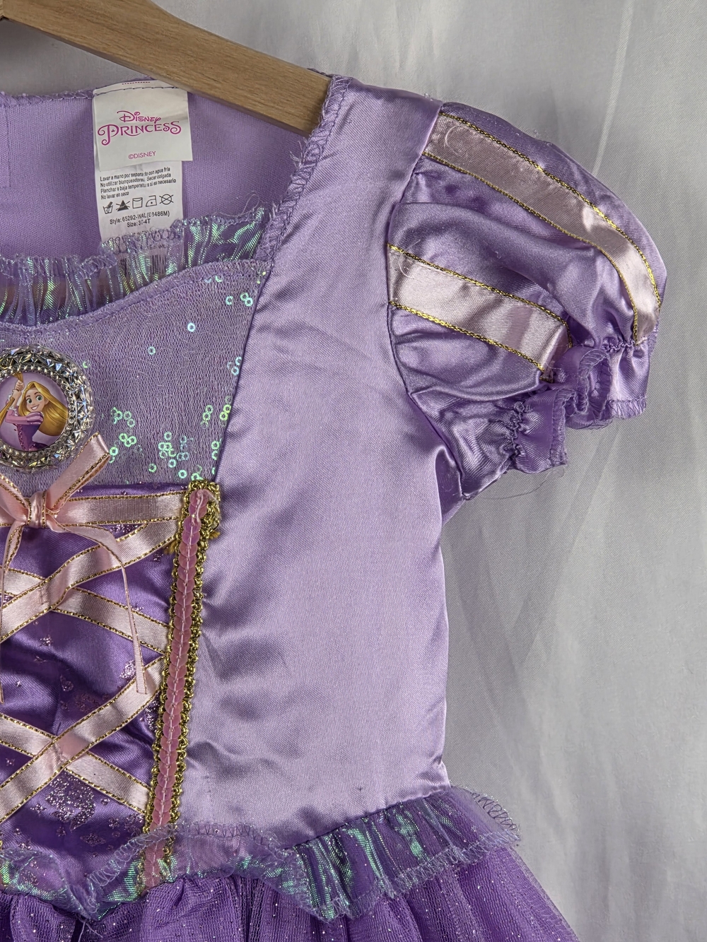 Purple Sparkle Tangled Princess Halloween Costume Pretend Play Dress Size 3T-4T - Picture 3 of 16